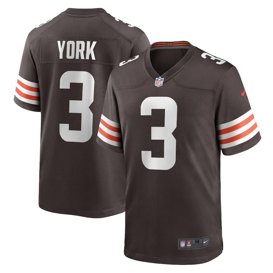 Men Cleveland Browns #3 Cade York Nike Brown Game Player NFL Jersey